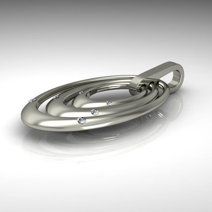 Pendant silver with diamonds 3D print model_1