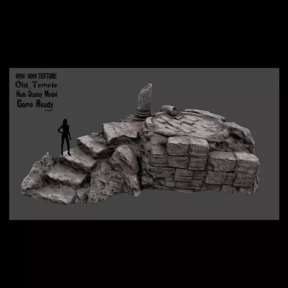stone temple Low-poly 3D model