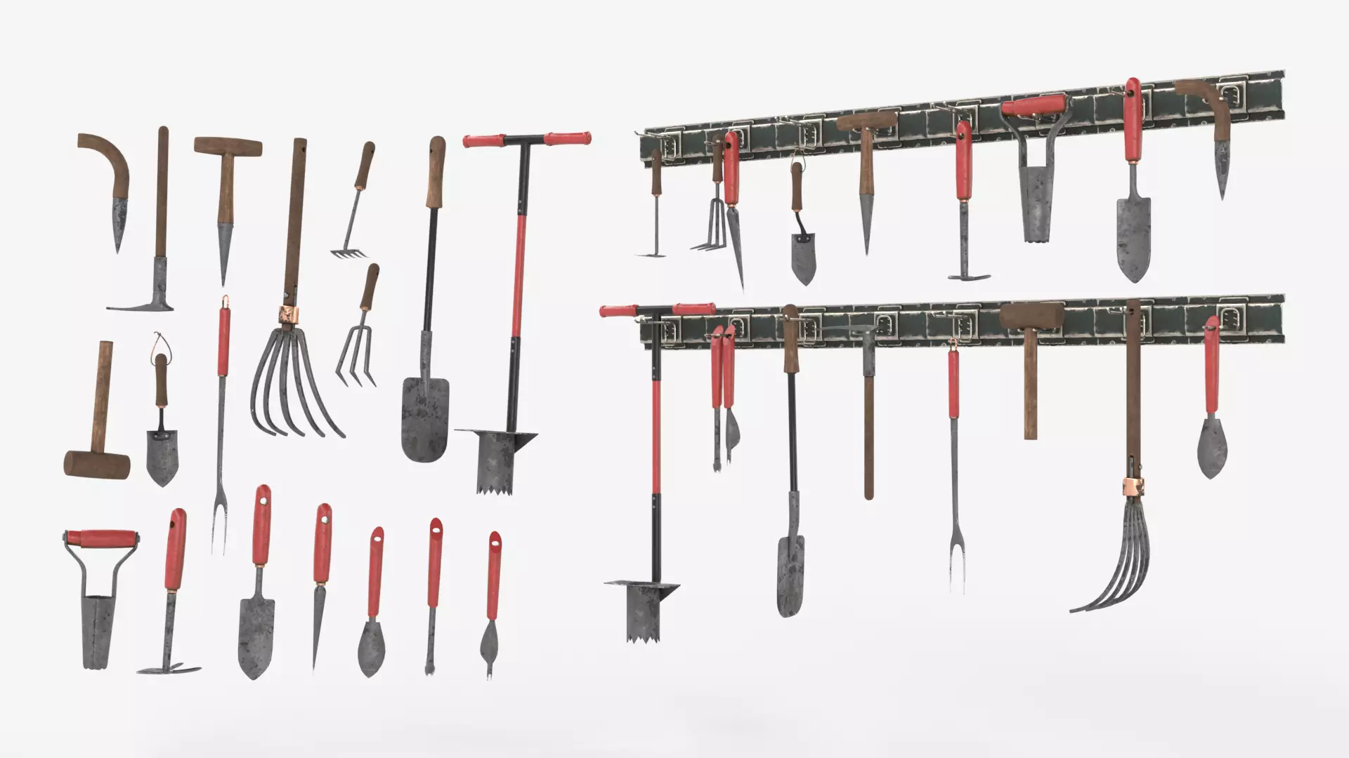 Rusty Garden Hand Tools Collection 3D model