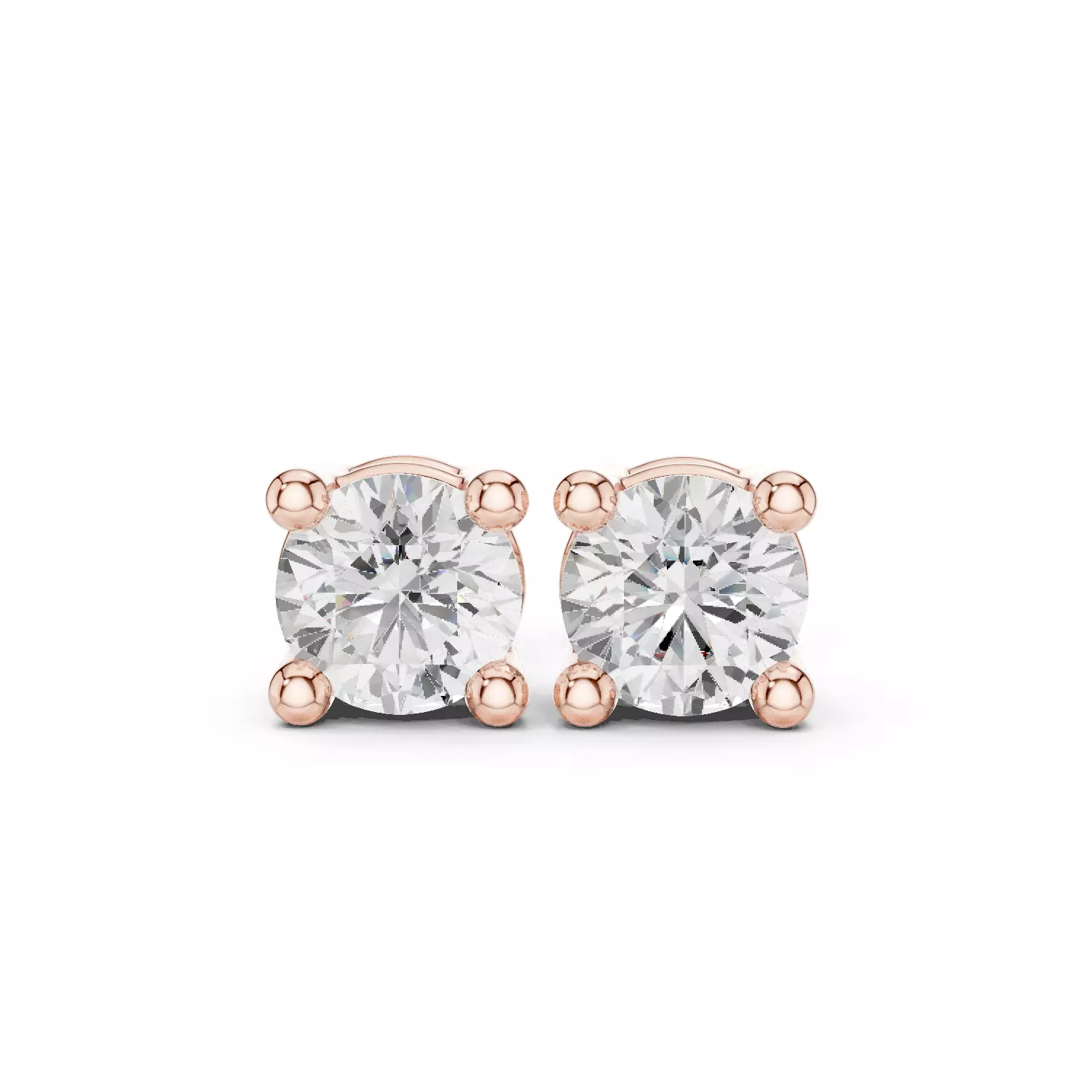 2 Ct Round Solitaire Studs Earrings 3dm stl animation 3D print model