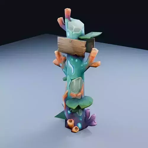 Blank Coral Pillar Low Poly PBR Game Asset