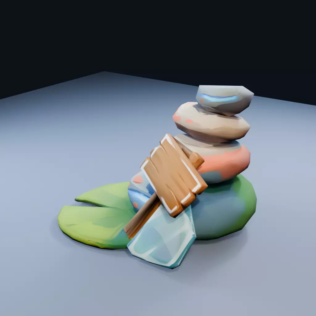 Glow Pebble Cluster Low Poly PBR Game Asset Low-poly 3D model