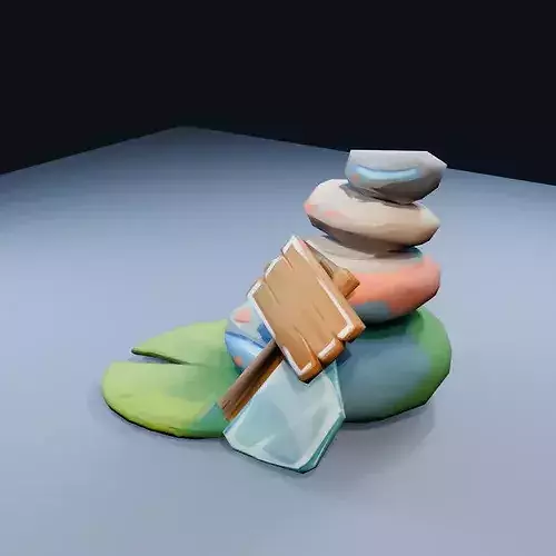 Glow Pebble Cluster Low Poly PBR Game Asset