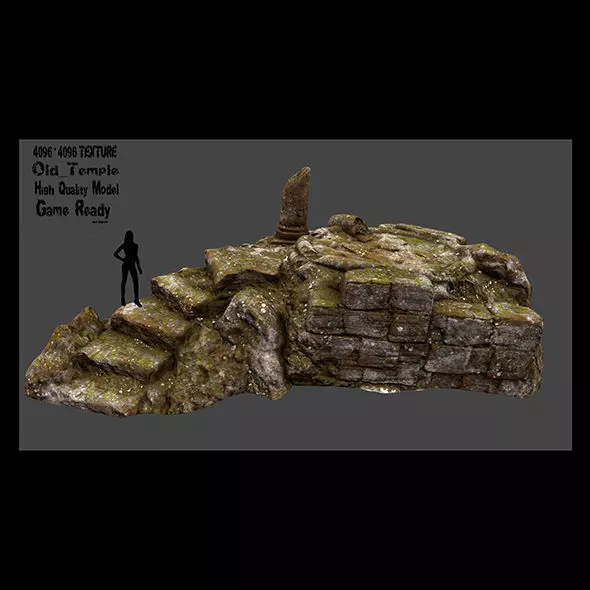 mossy temple Low-poly 3D model