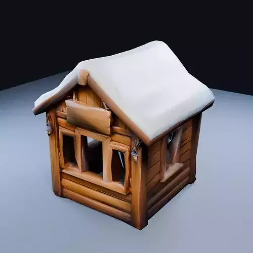 Blank Ticket Booth Ski Lodge Low Poly PBR Game Asset