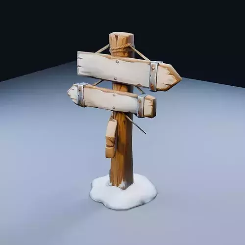 Blank Trail Sign Low Poly PBR Game Asset
