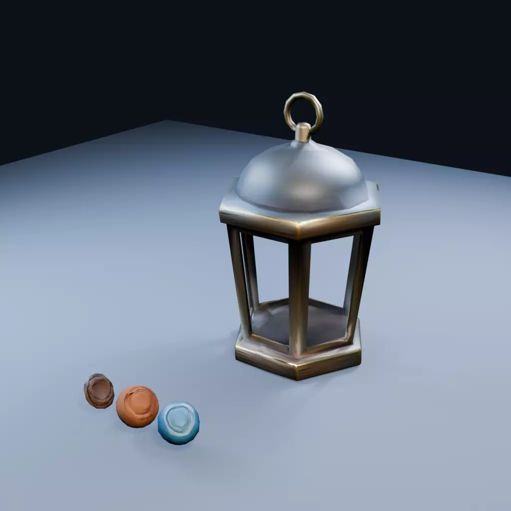 Blank Brass Lantern Low Poly PBR Game Asset Low-poly 3D model