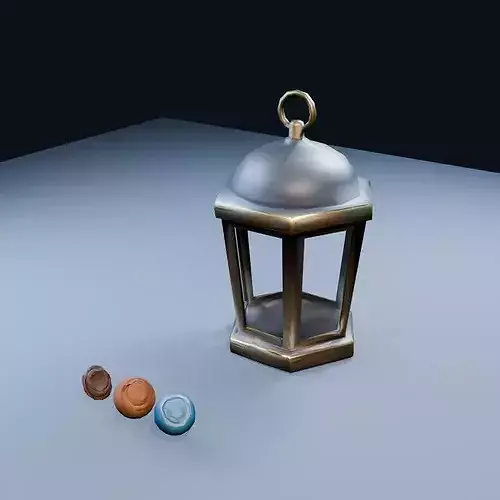 Blank Brass Lantern Low Poly PBR Game Asset