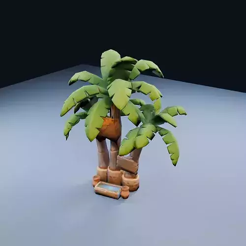 Date Palm Cluster Hero Low Poly PBR Game Asset