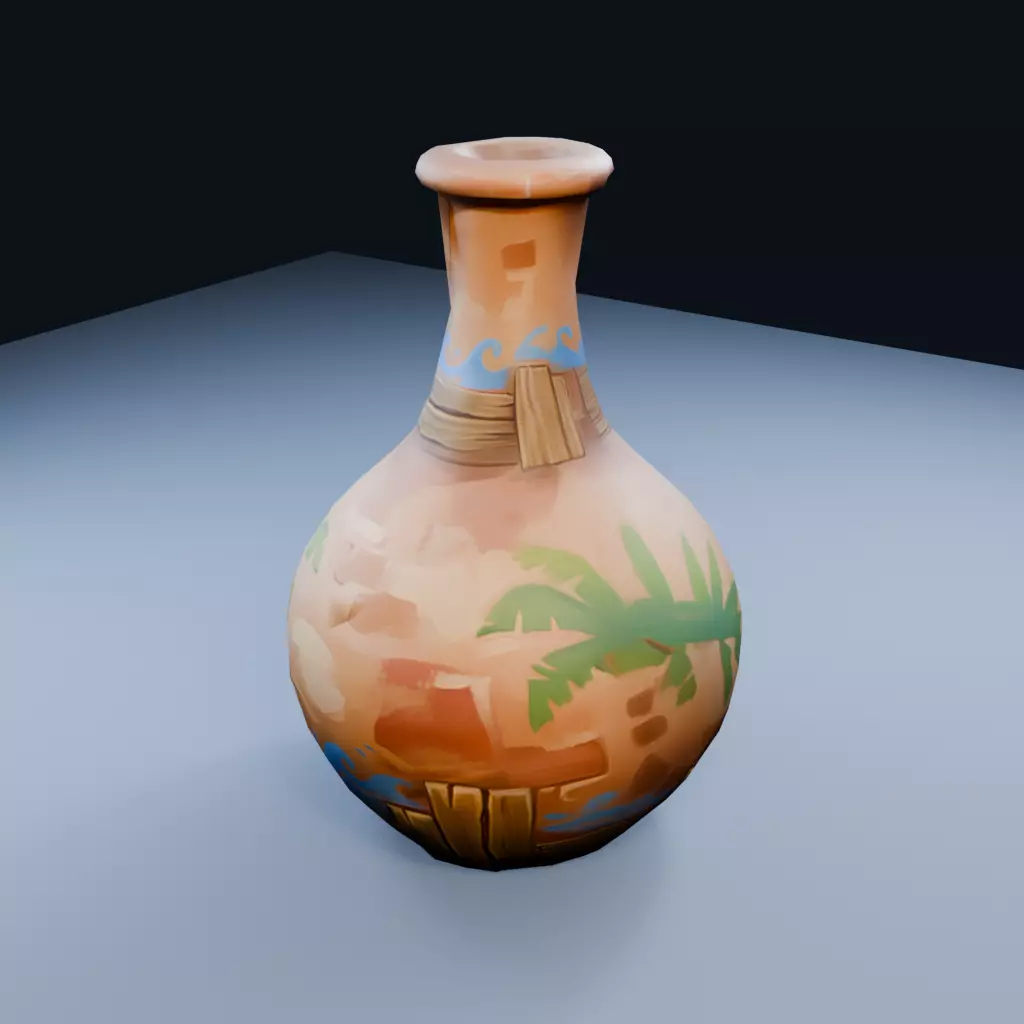 Blank Mud Brick Vase Low Poly PBR Game Asset Low-poly 3D model