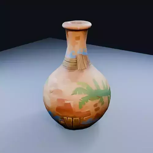 Blank Mud Brick Vase Low Poly PBR Game Asset