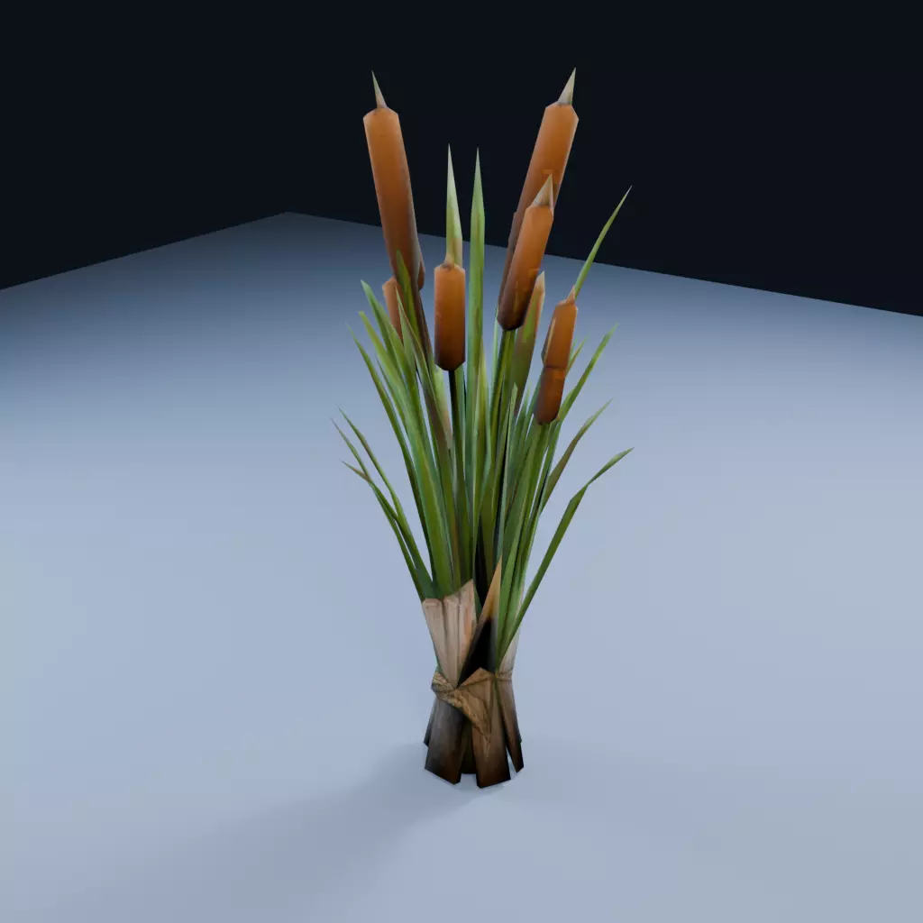 Blank Oasis Cattail Cluster Low Poly PBR Game Asset Low-poly 3D model