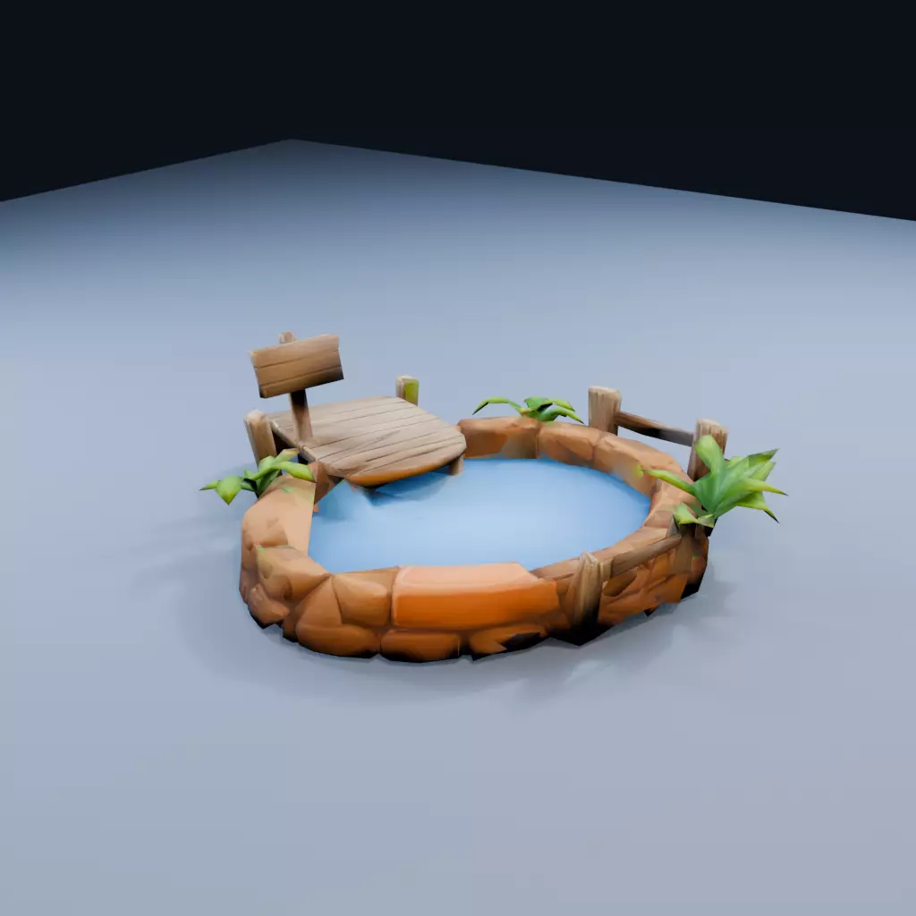 Blank Oasis Pond Low Poly PBR Game Asset Low-poly 3D model