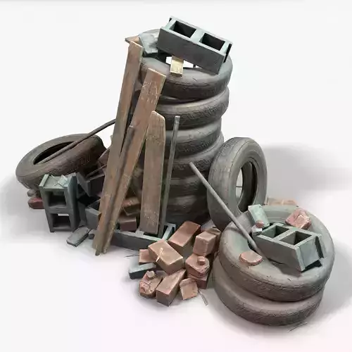 Debris Groundfill Junk Trash Kit Game Ready Low-poly 3D model