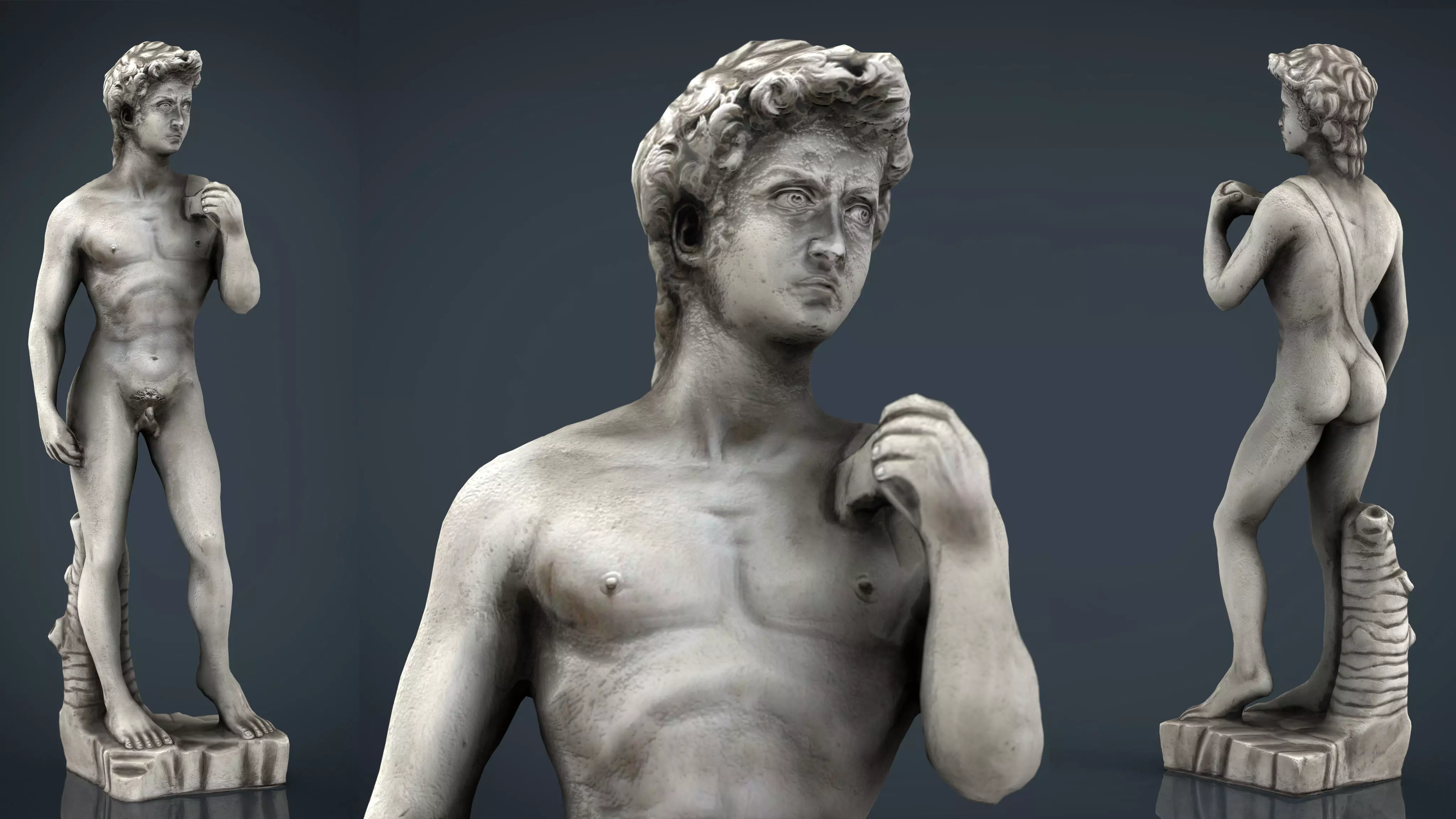 David Statue by Michelangelo Low-poly 3D model_0