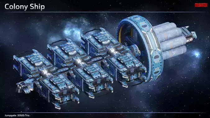 Spaceship Colony Ship Low-poly 3D model