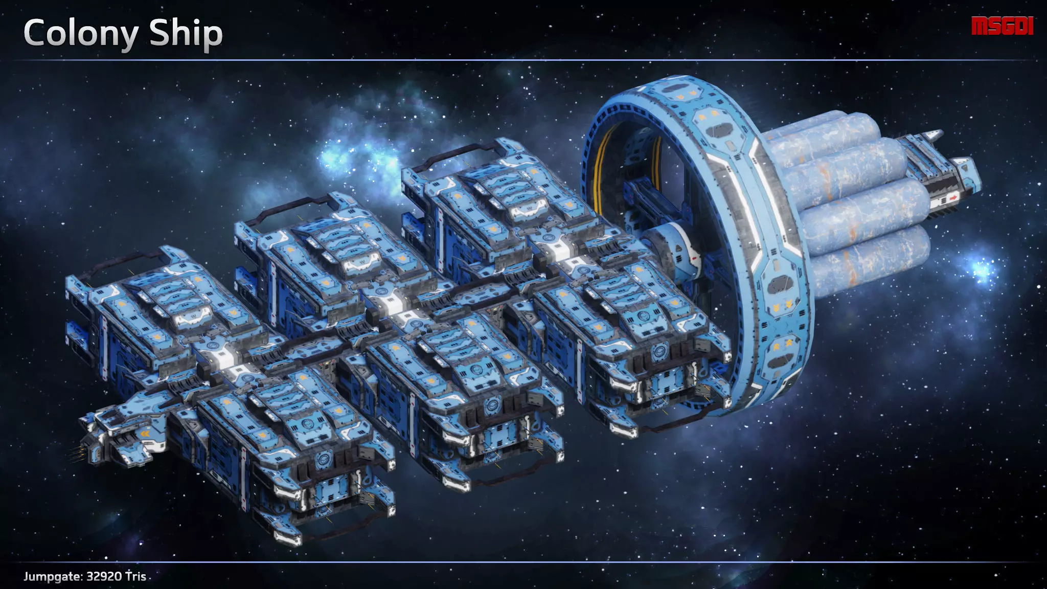 Spaceship Colony Ship Low-poly 3D model_0