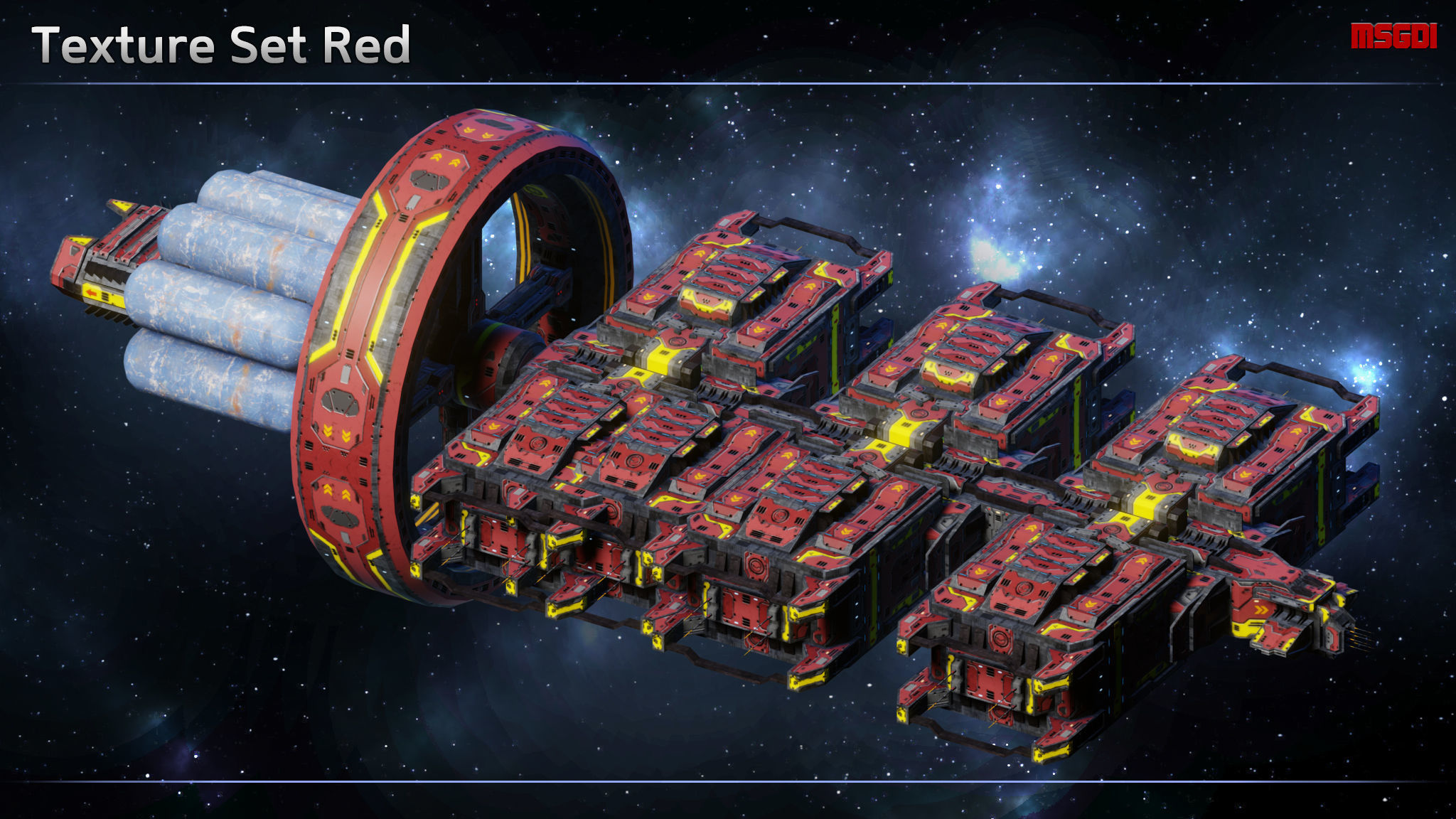 Spaceship Colony Ship Low-poly 3D model_9