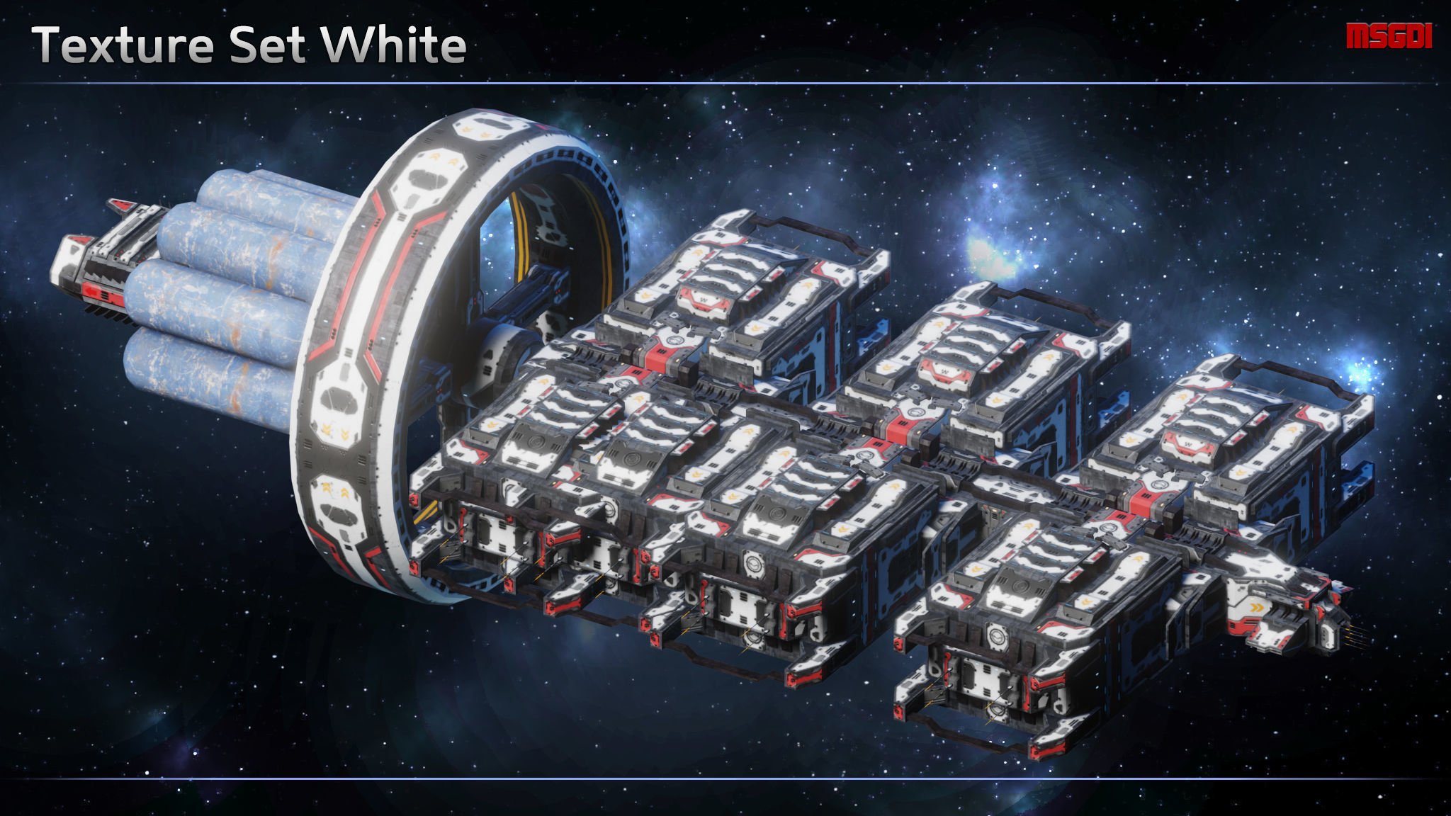 Spaceship Colony Ship Low-poly 3D model_10