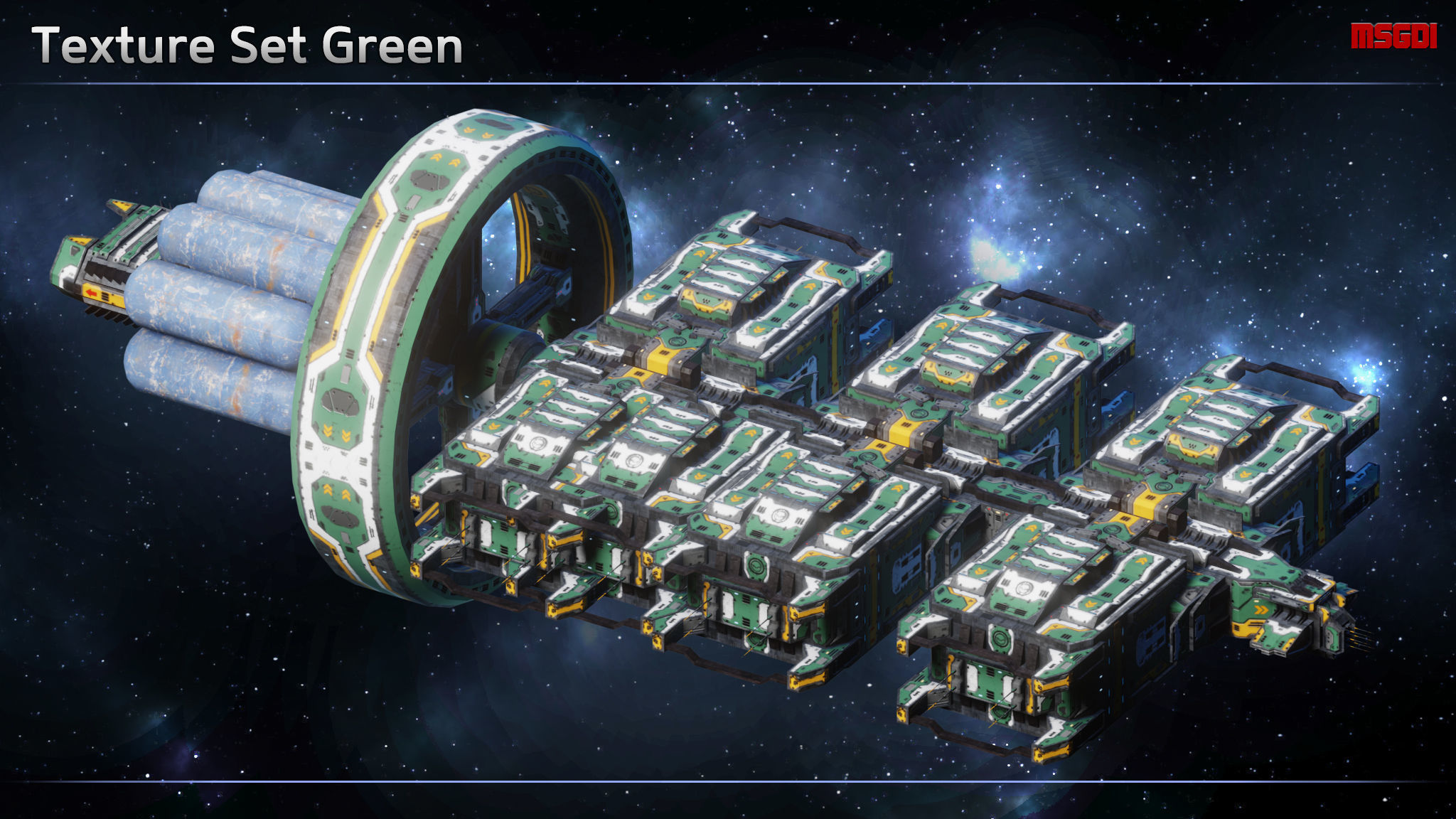 Spaceship Colony Ship Low-poly 3D model_7