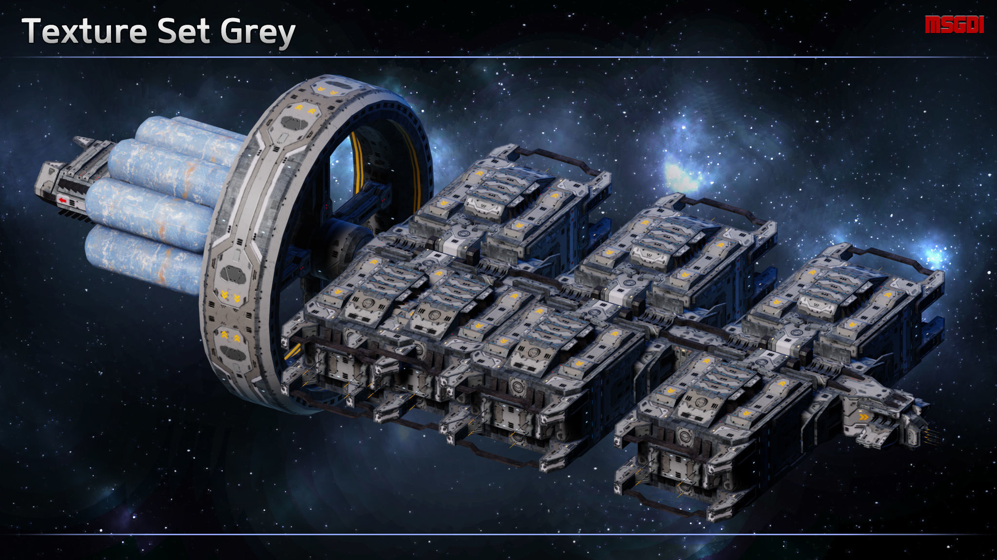 Spaceship Colony Ship Low-poly 3D model_8