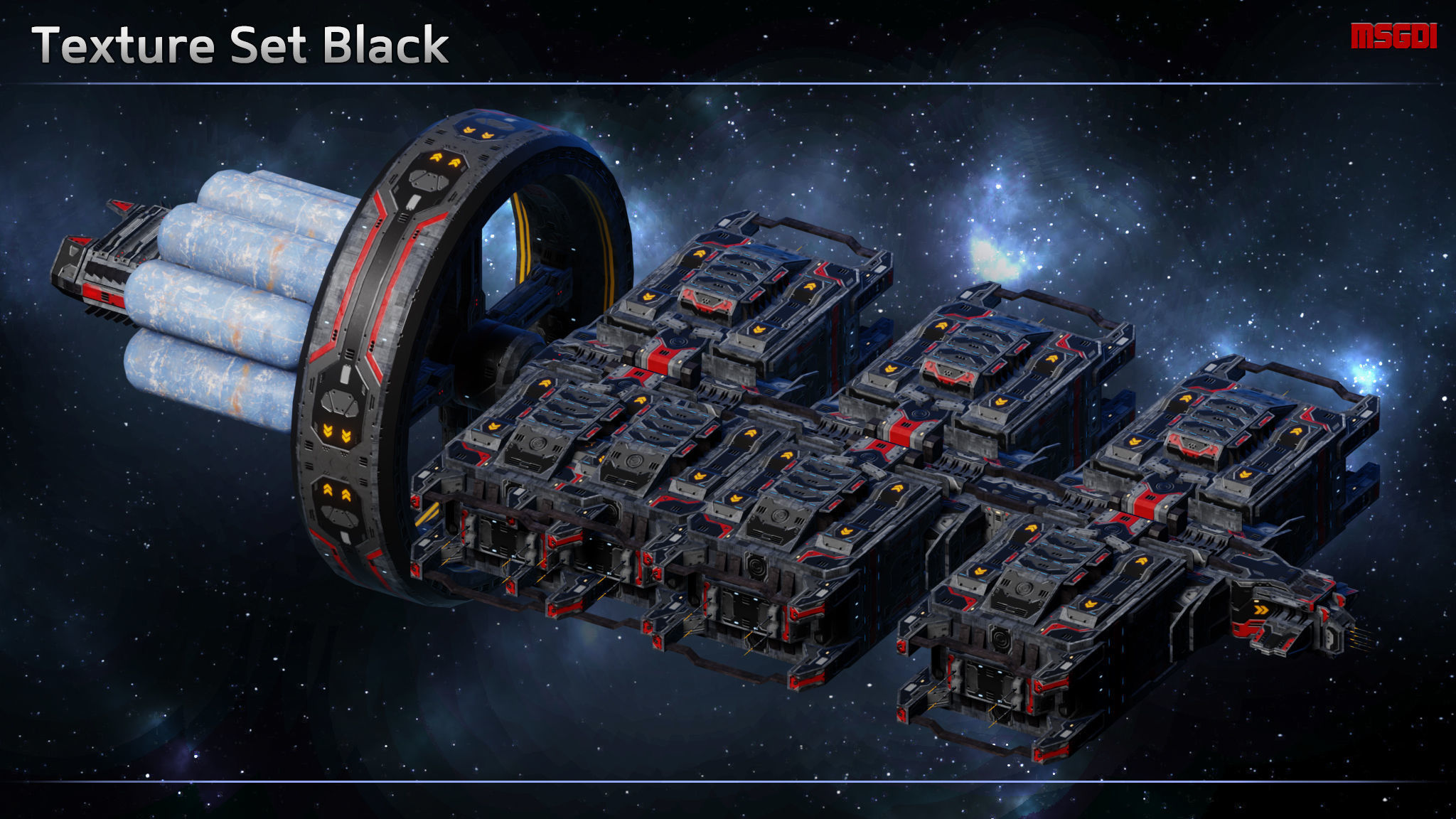 Spaceship Colony Ship Low-poly 3D model_5