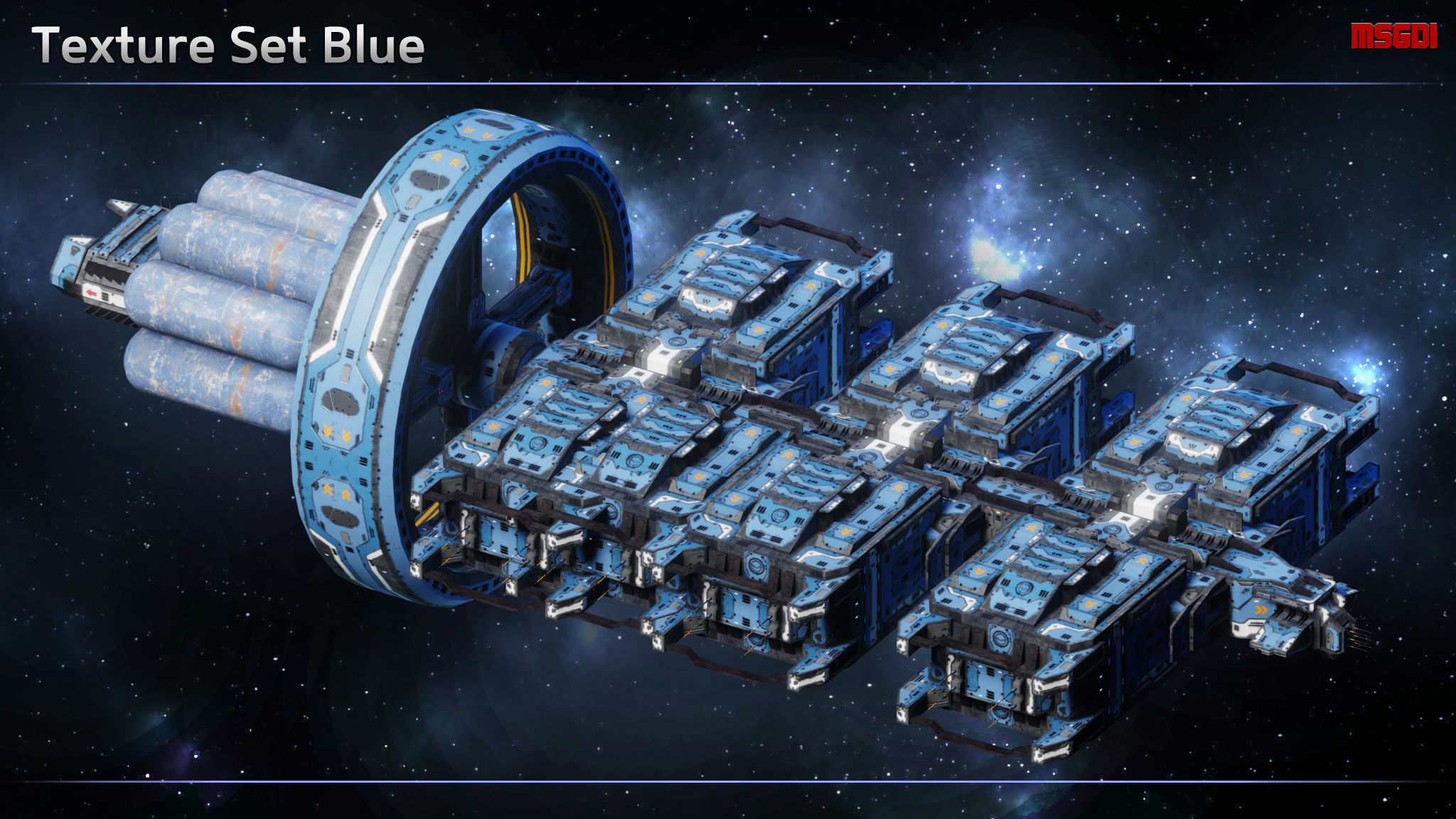 Spaceship Colony Ship Low-poly 3D model_6