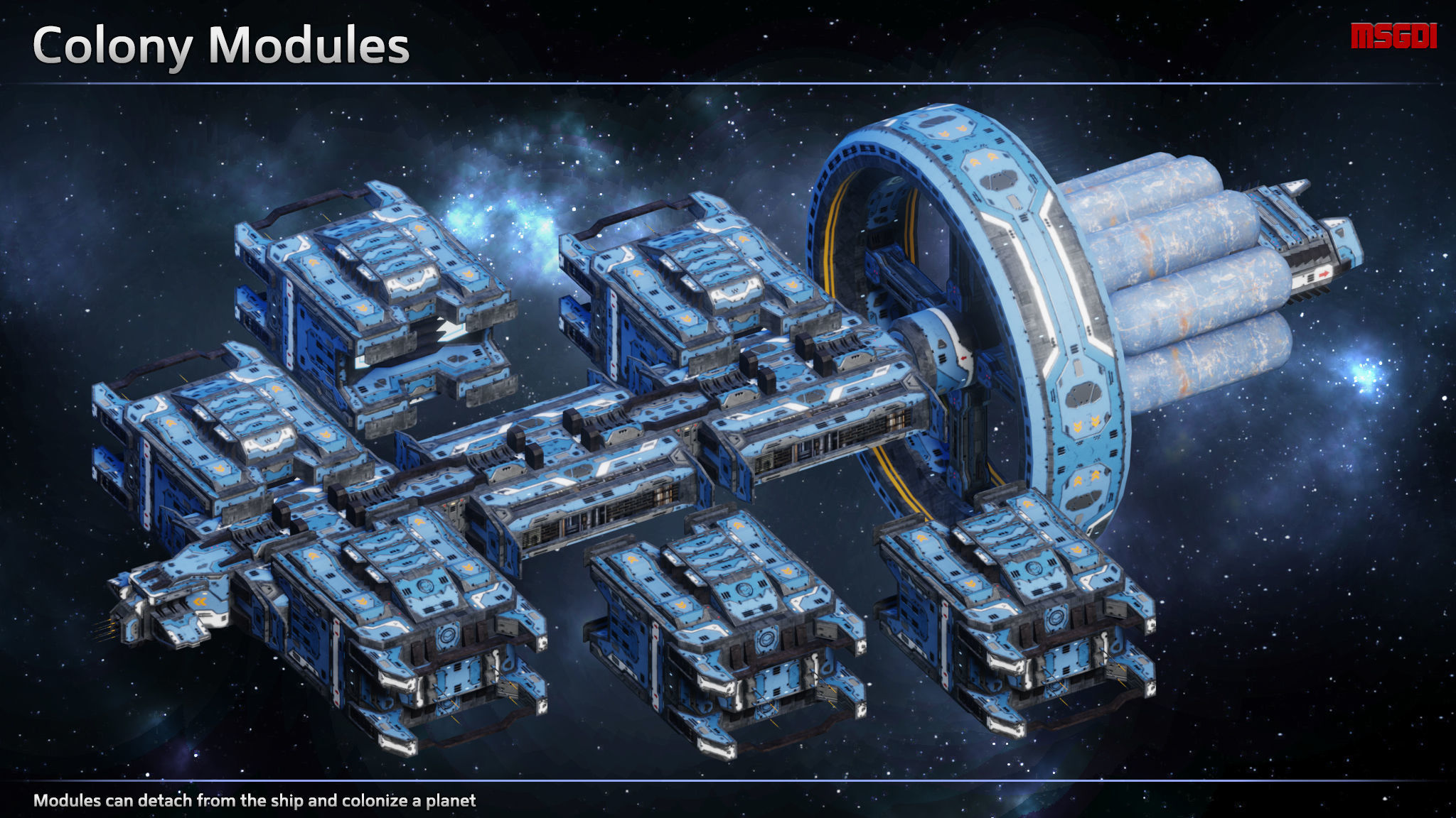 Spaceship Colony Ship Low-poly 3D model_2