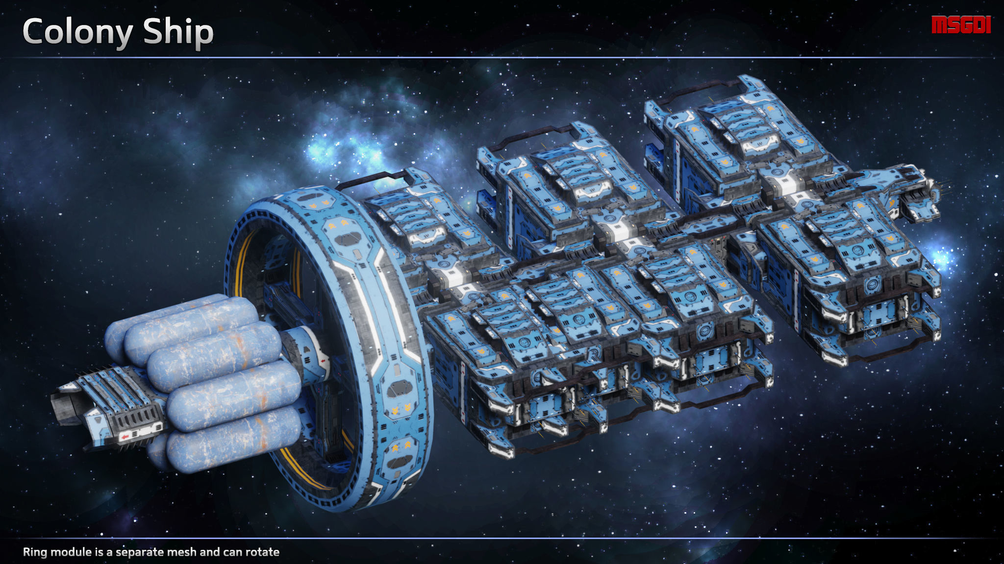 Spaceship Colony Ship Low-poly 3D model_3