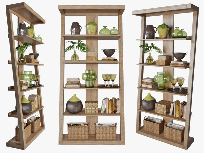 Shelving with decorative set 3D model