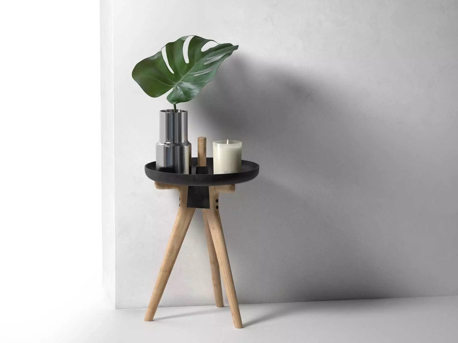 Flip Around Chair with Vase and Ecoya Candles 3D model