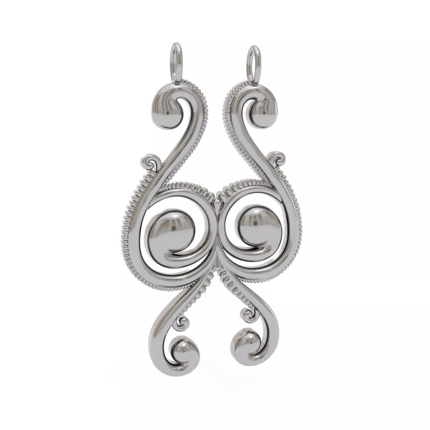 Free Form Beaded Scroll Pattern Slide Pendant 3d Model 3D print model