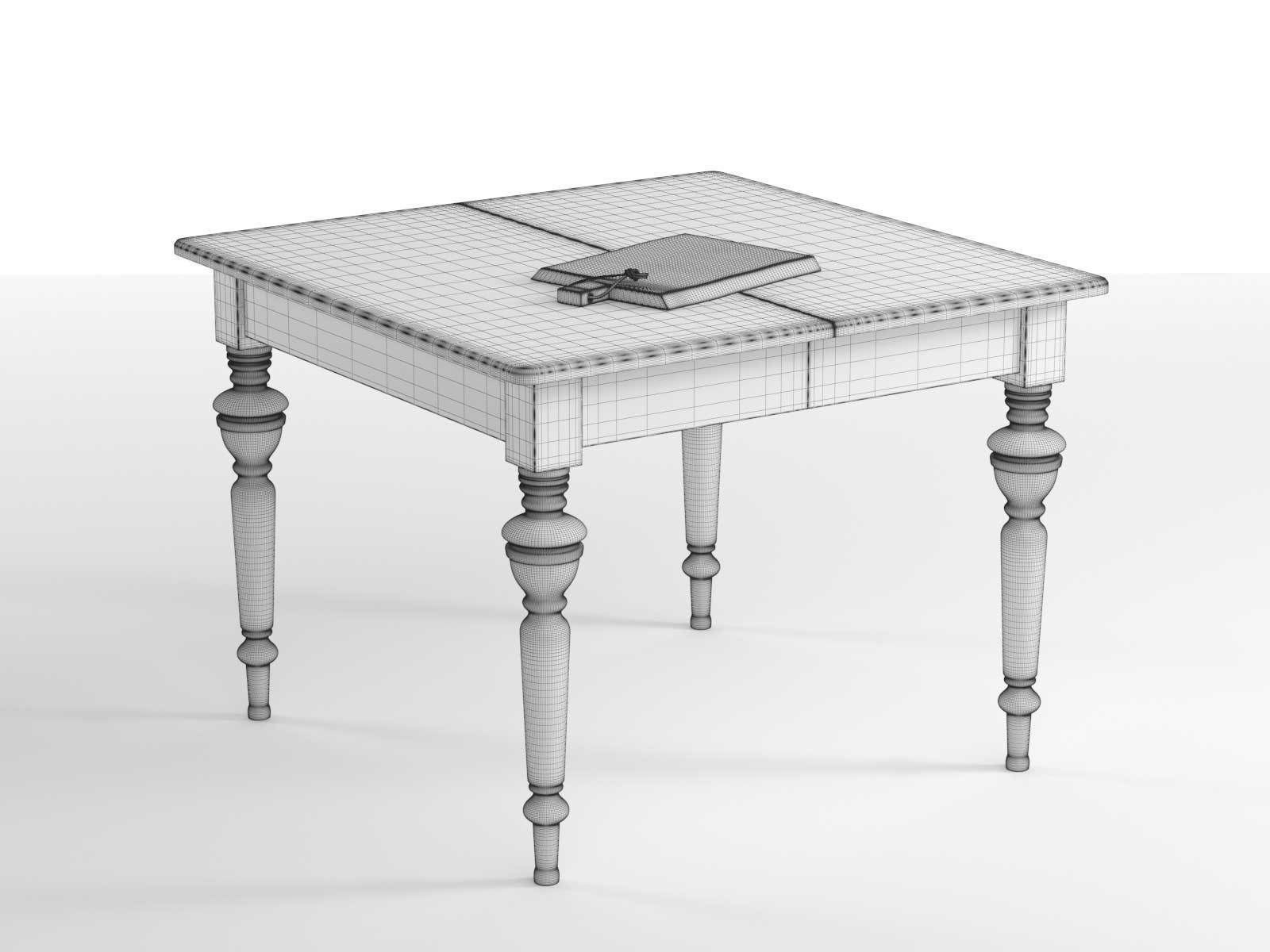 White Vintage Table 3D model_1