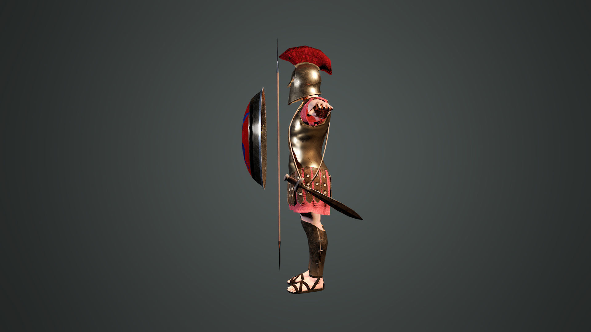 Ancient Greek Hoplite Armour Low-poly 3D model_8