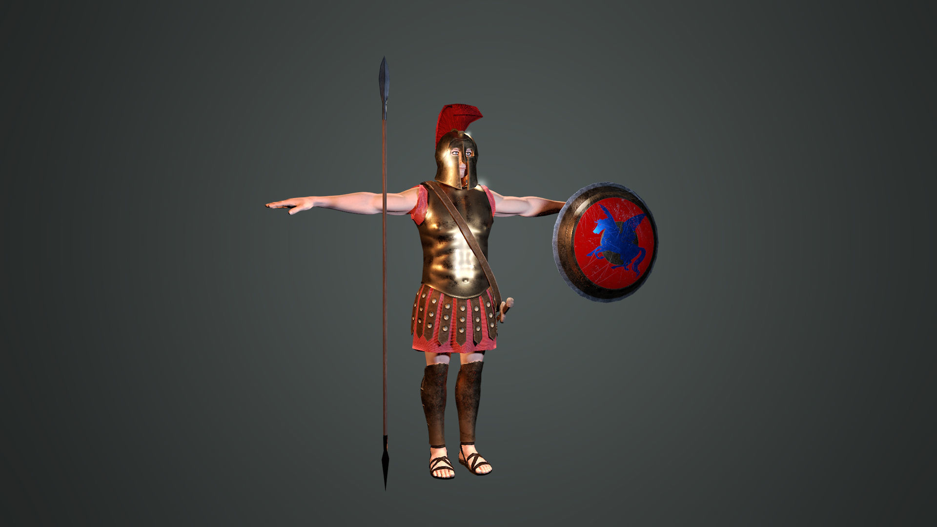 Ancient Greek Hoplite Armour Low-poly 3D model_7