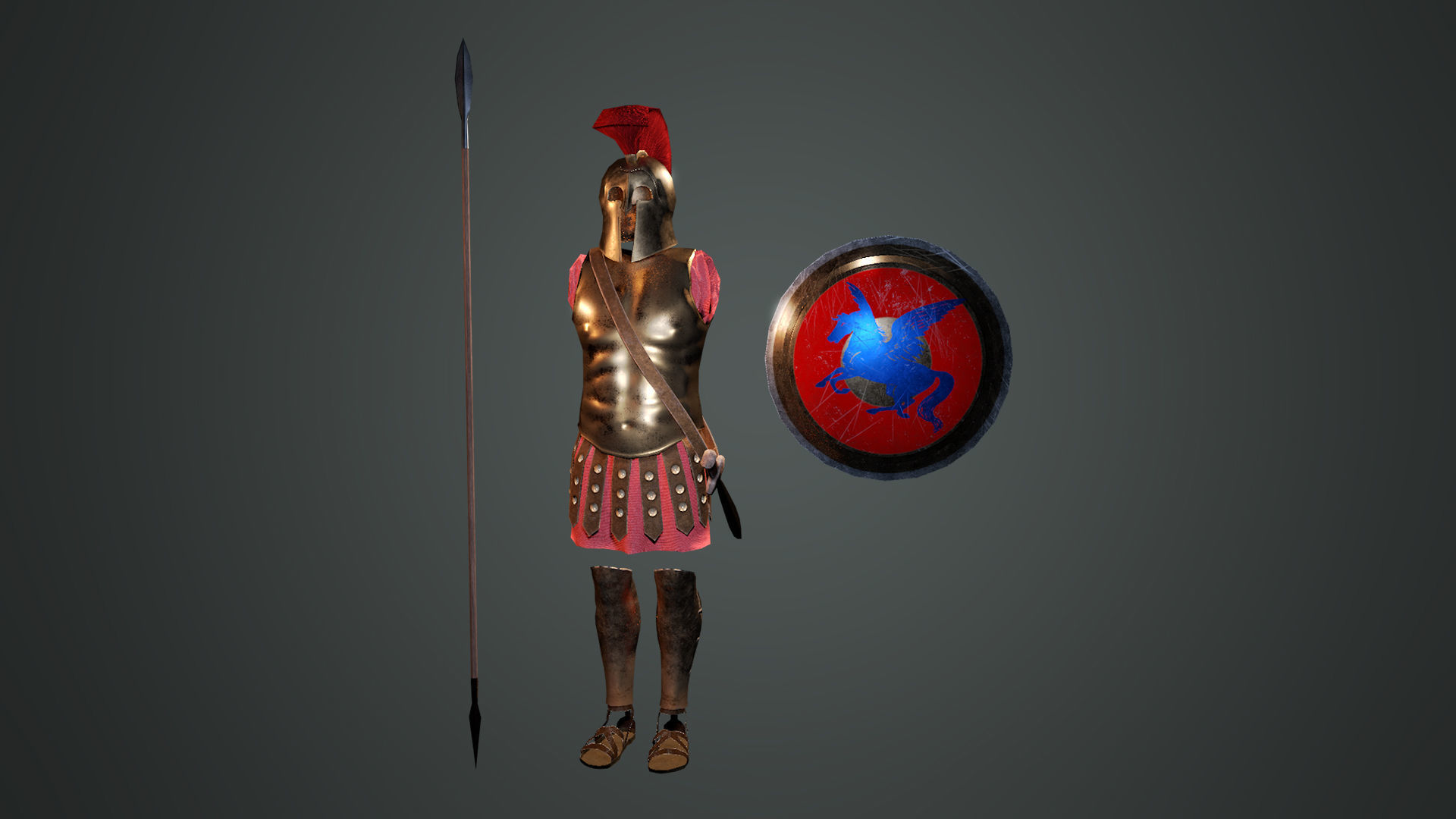 Ancient Greek Hoplite Armour Low-poly 3D model_3