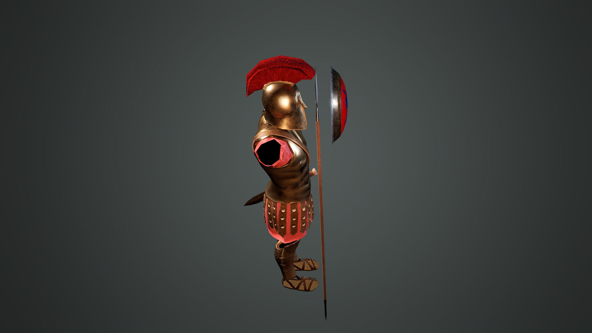Ancient Greek Hoplite Armour Low-poly 3D model_4