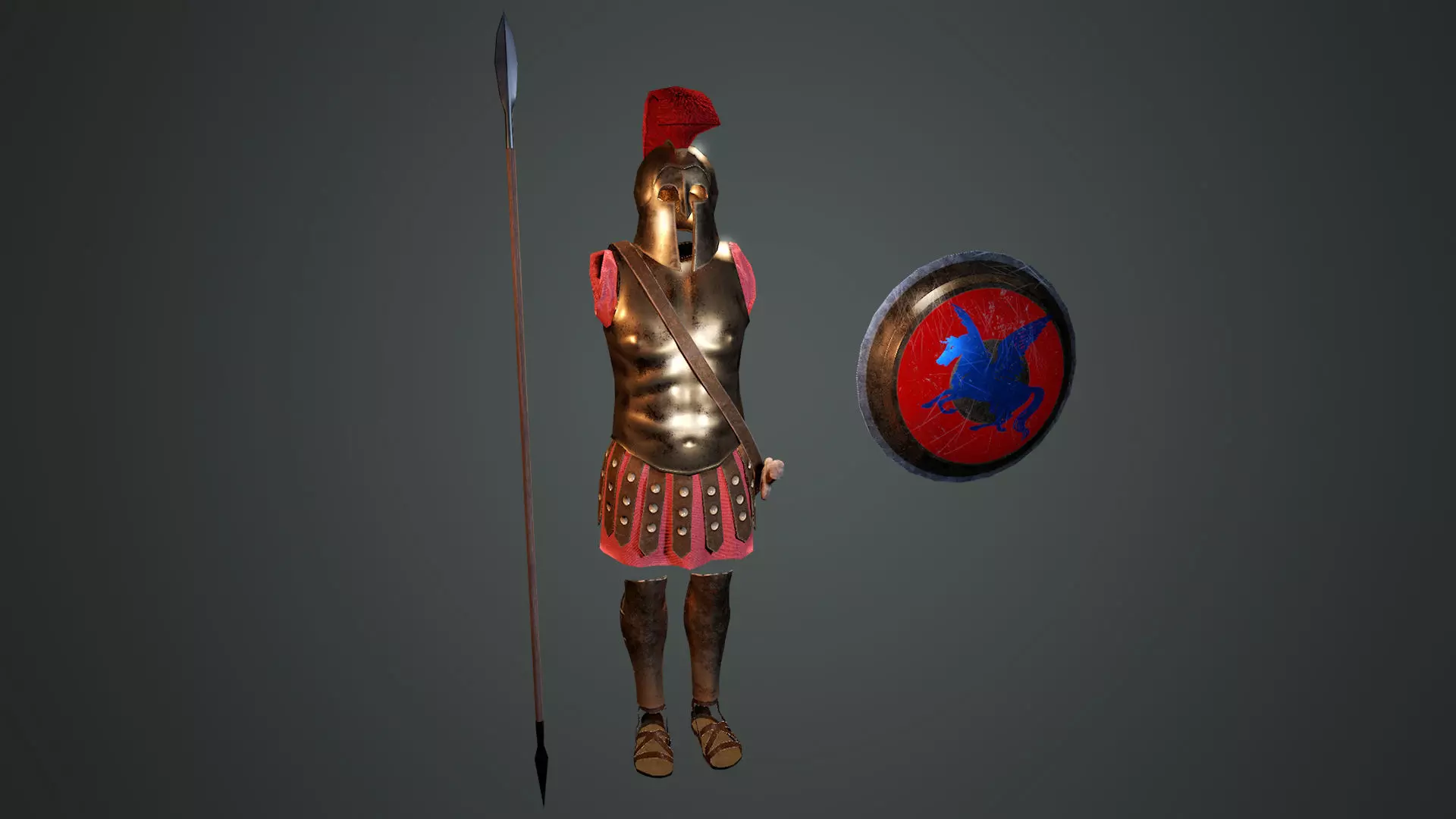 Ancient Greek Hoplite Armour Low-poly 3D model_0