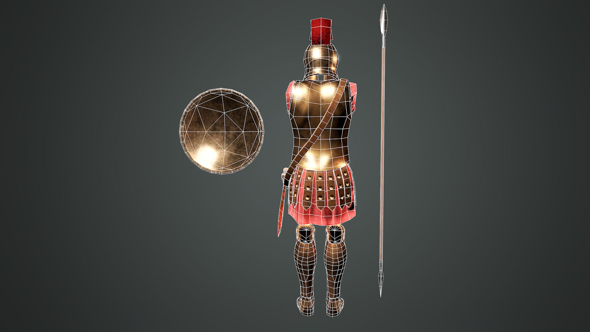 Ancient Greek Hoplite Armour Low-poly 3D model_10
