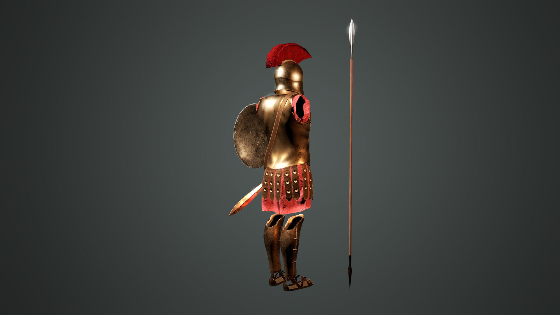 Ancient Greek Hoplite Armour Low-poly 3D model_5