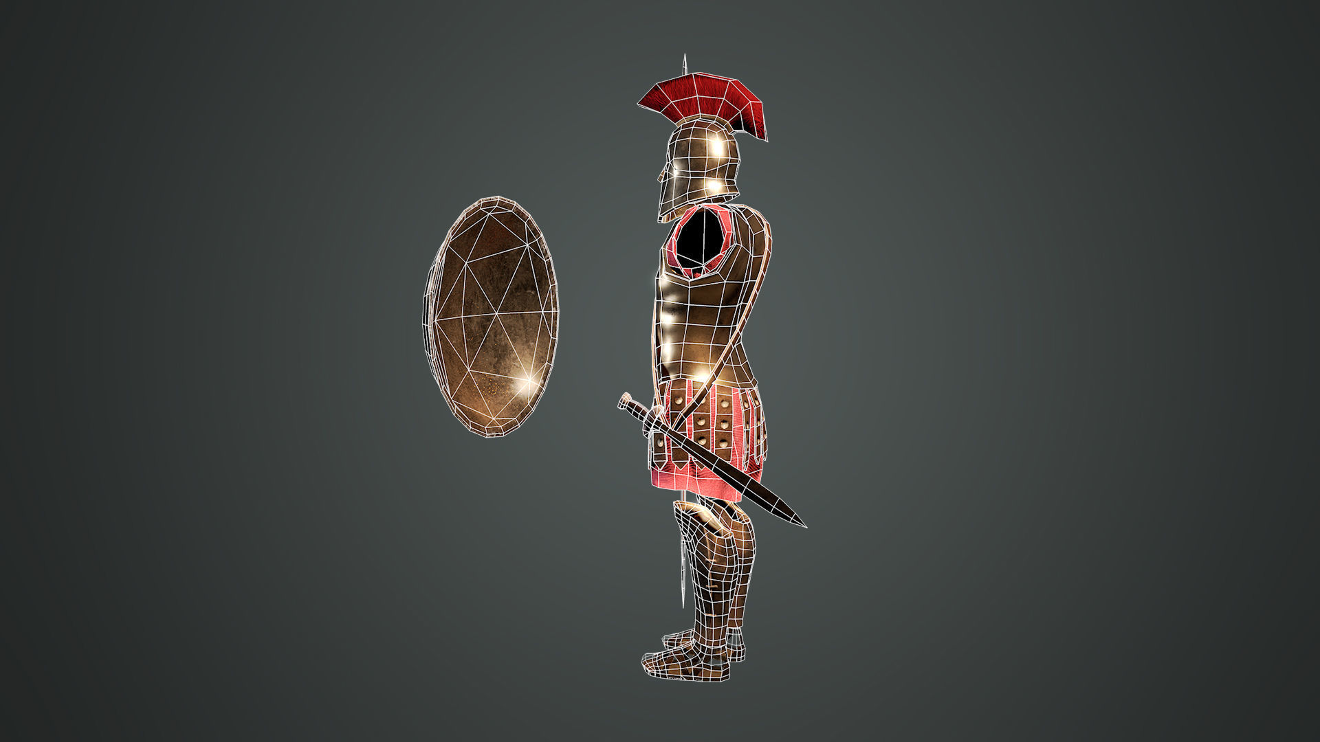 Ancient Greek Hoplite Armour Low-poly 3D model_9