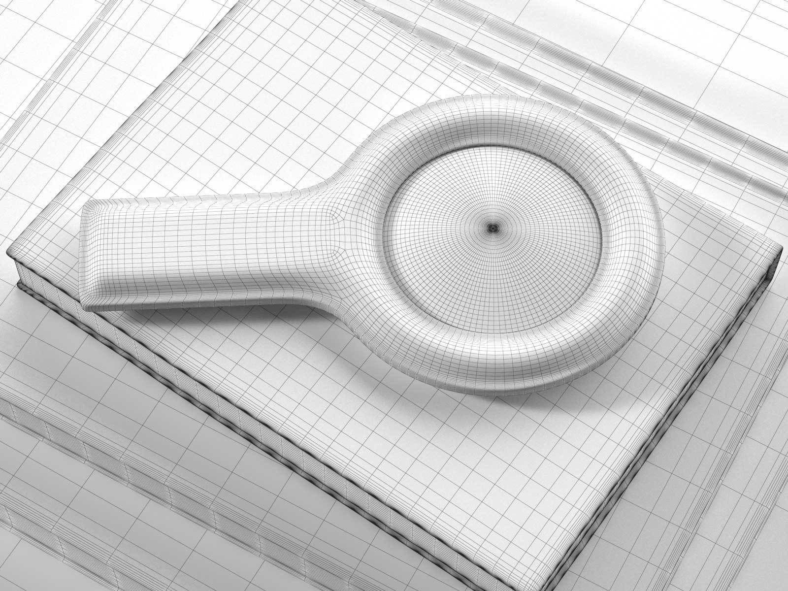 Propeller Stool with Table Lamp Stack of Books and Magnifer 3D model_3