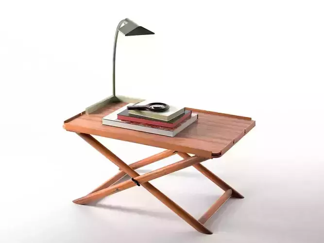 Propeller Stool with Table Lamp Stack of Books and Magnifer 3D model