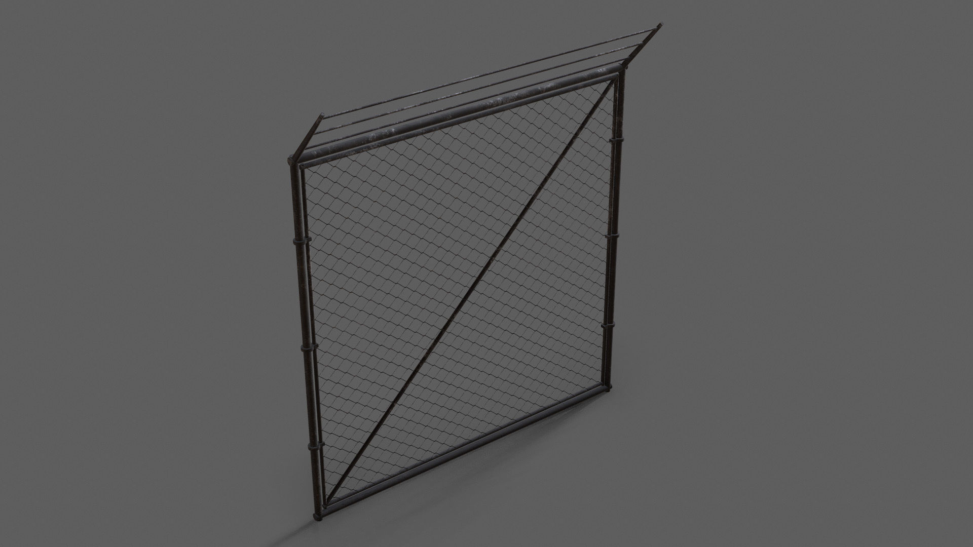 Wire Chain Link Fence Low-poly 3D model_2