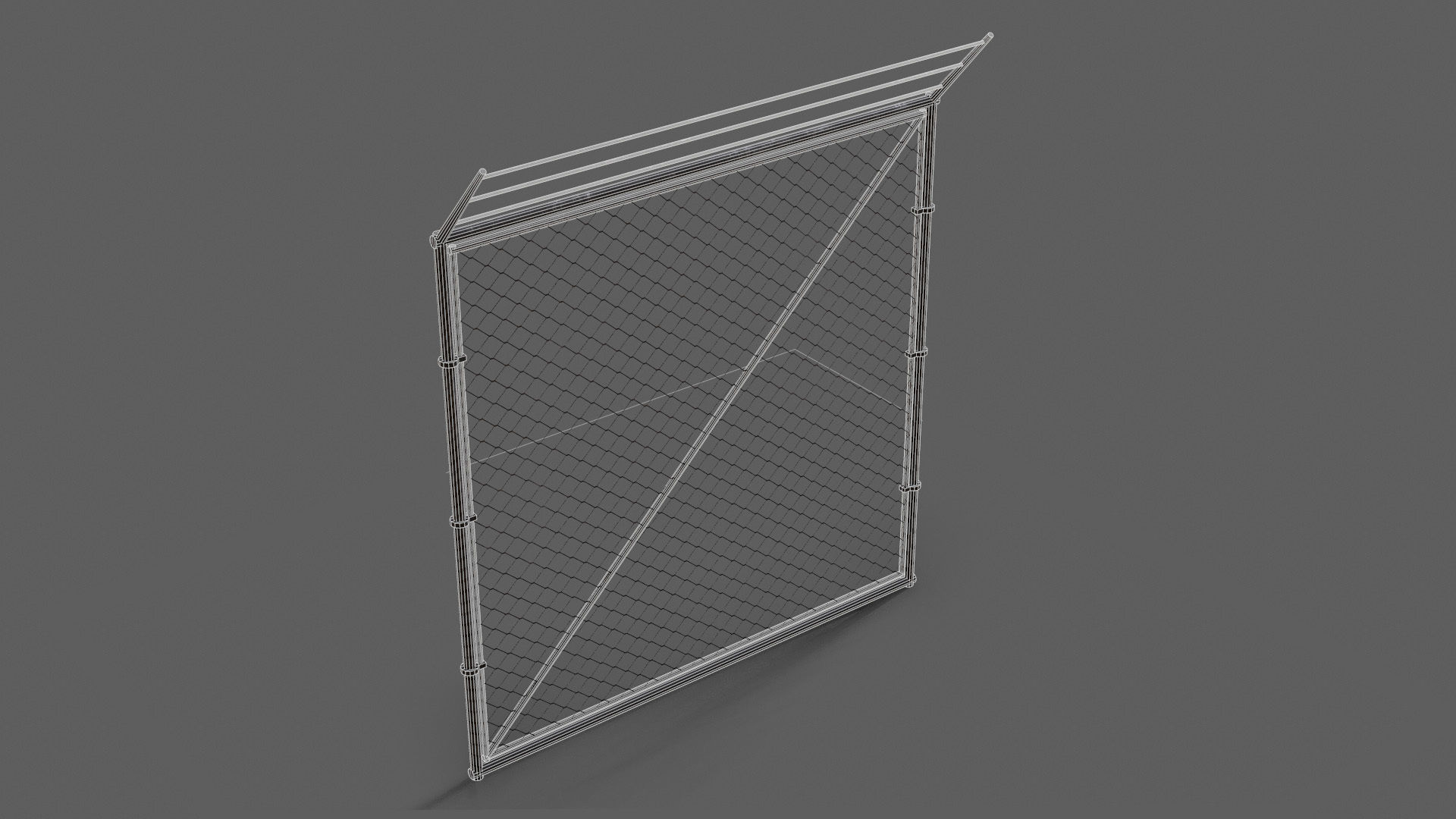 Wire Chain Link Fence Low-poly 3D model_3