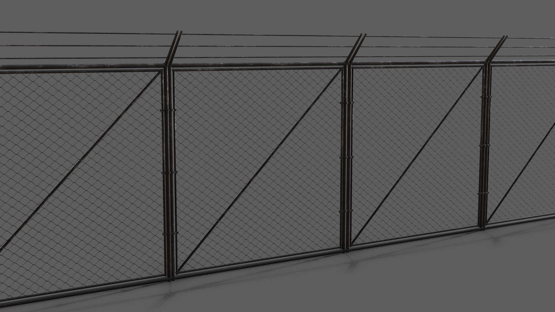Wire Chain Link Fence Low-poly 3D model_5