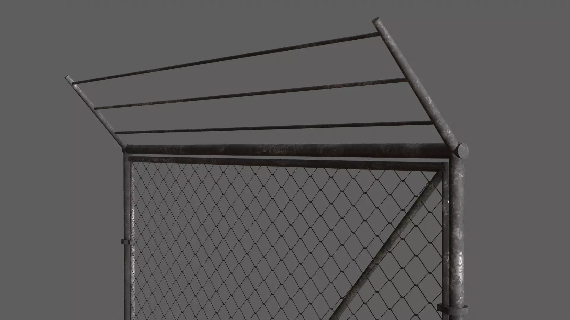 Wire Chain Link Fence Low-poly 3D model_0