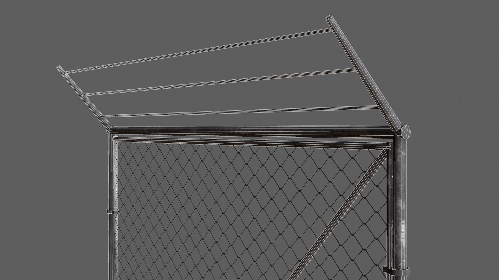 Wire Chain Link Fence Low-poly 3D model_1