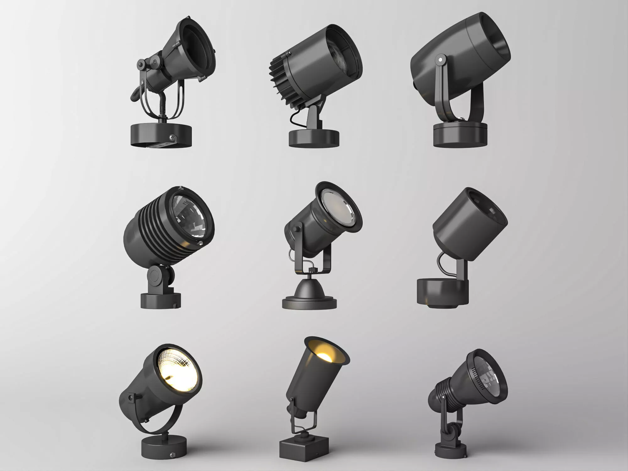 Adjustable Black Exhibition Track Light Model Pack 3D model