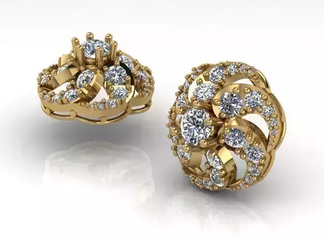 Earrings two gold with diamonds